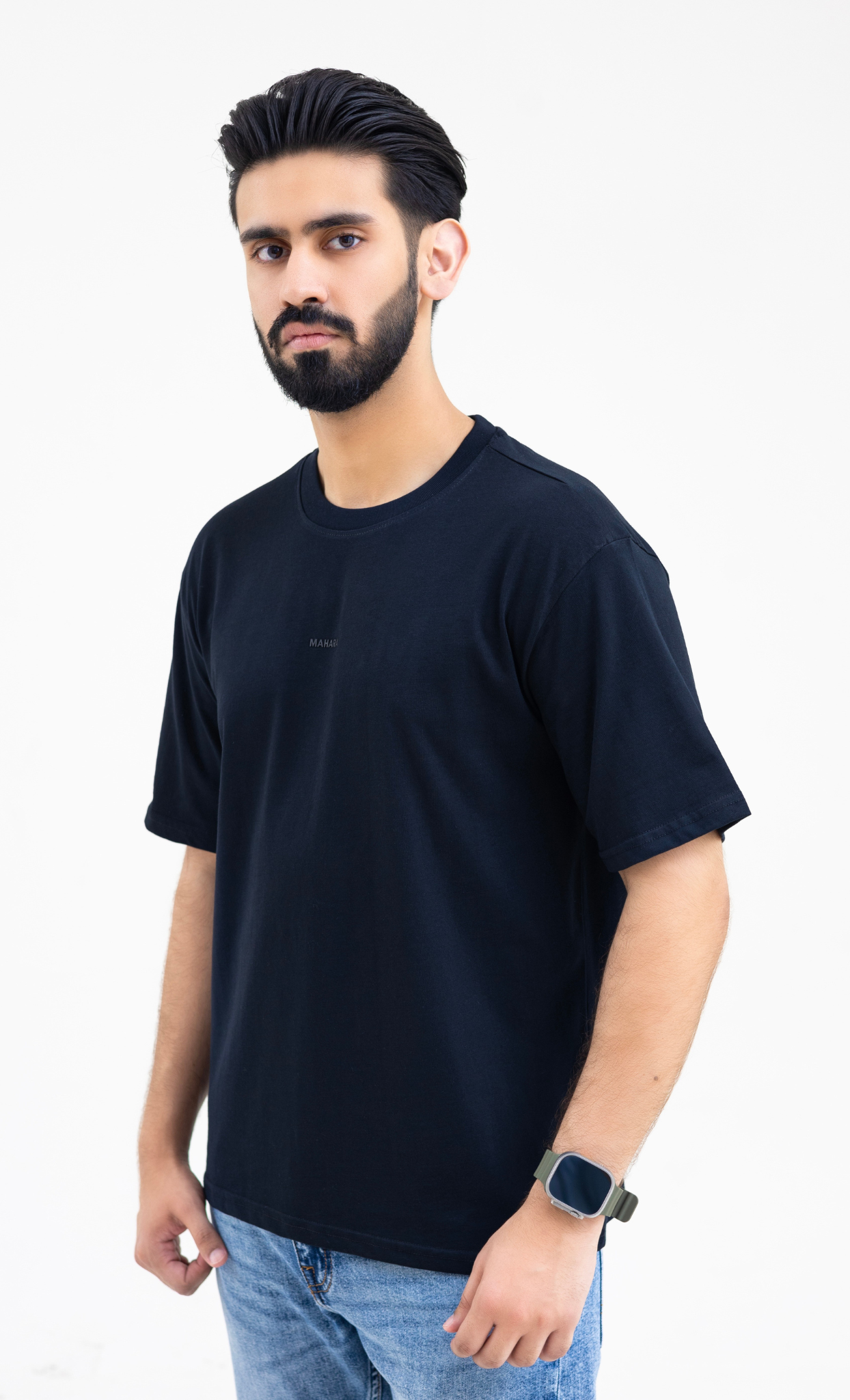 Ebony Black (Drop Shoulder) - Premium Soft T-Shirt
