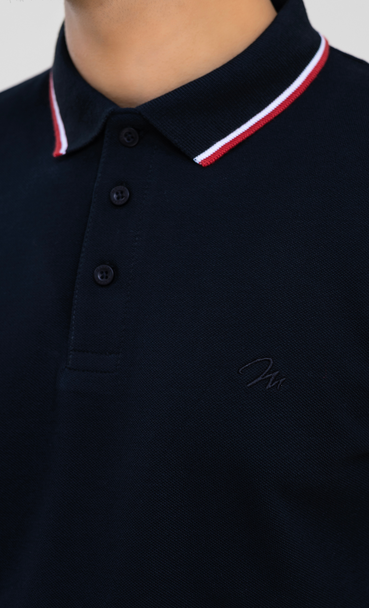 Ebony Black (Red/White Tipping) - Premium Soft Polo