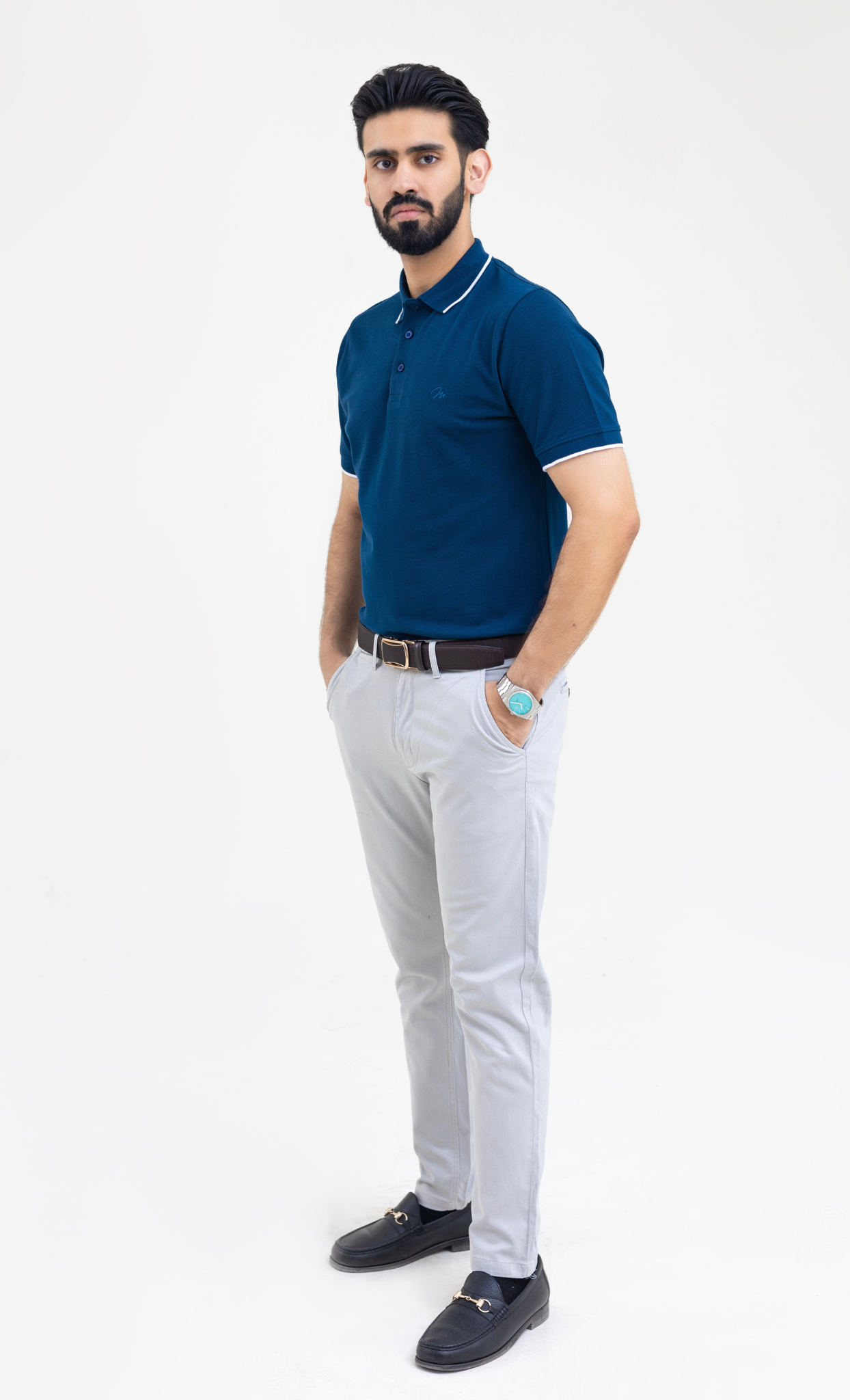 Navy (White Tipping) - Premium Soft Polo