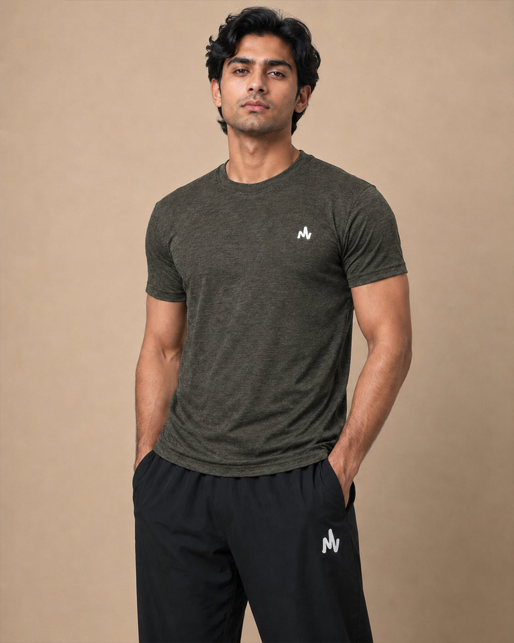 Dark Olive Heather - Stretchable Tee Shirt