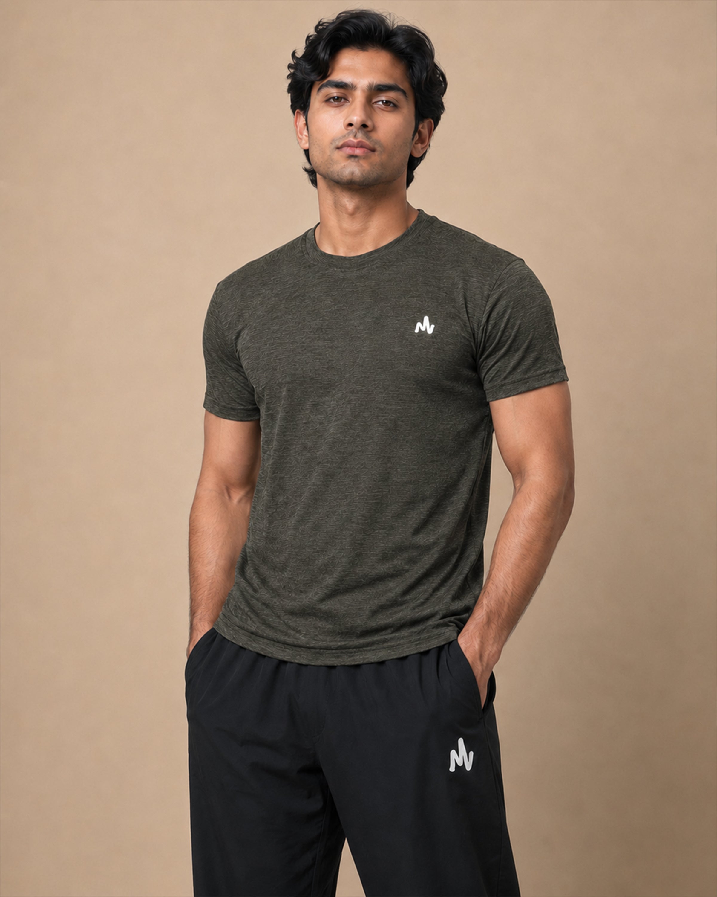 Dark Olive Heather - Stretchable Tee Shirt