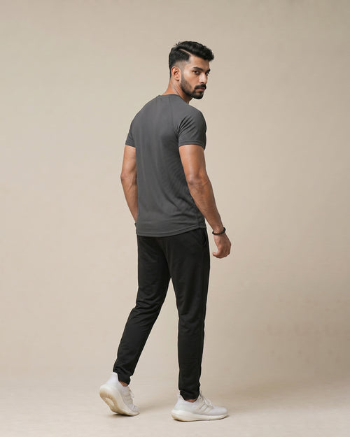 Charcoal - Super Mesh Stretchable Raglan Tee Shirts