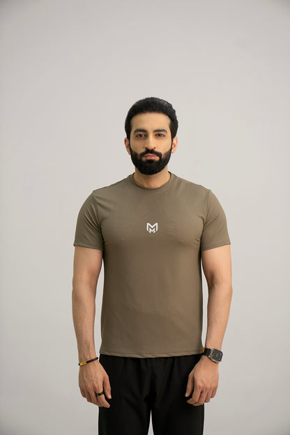 Khaki - Super Mesh Stretchable Tee Shirts