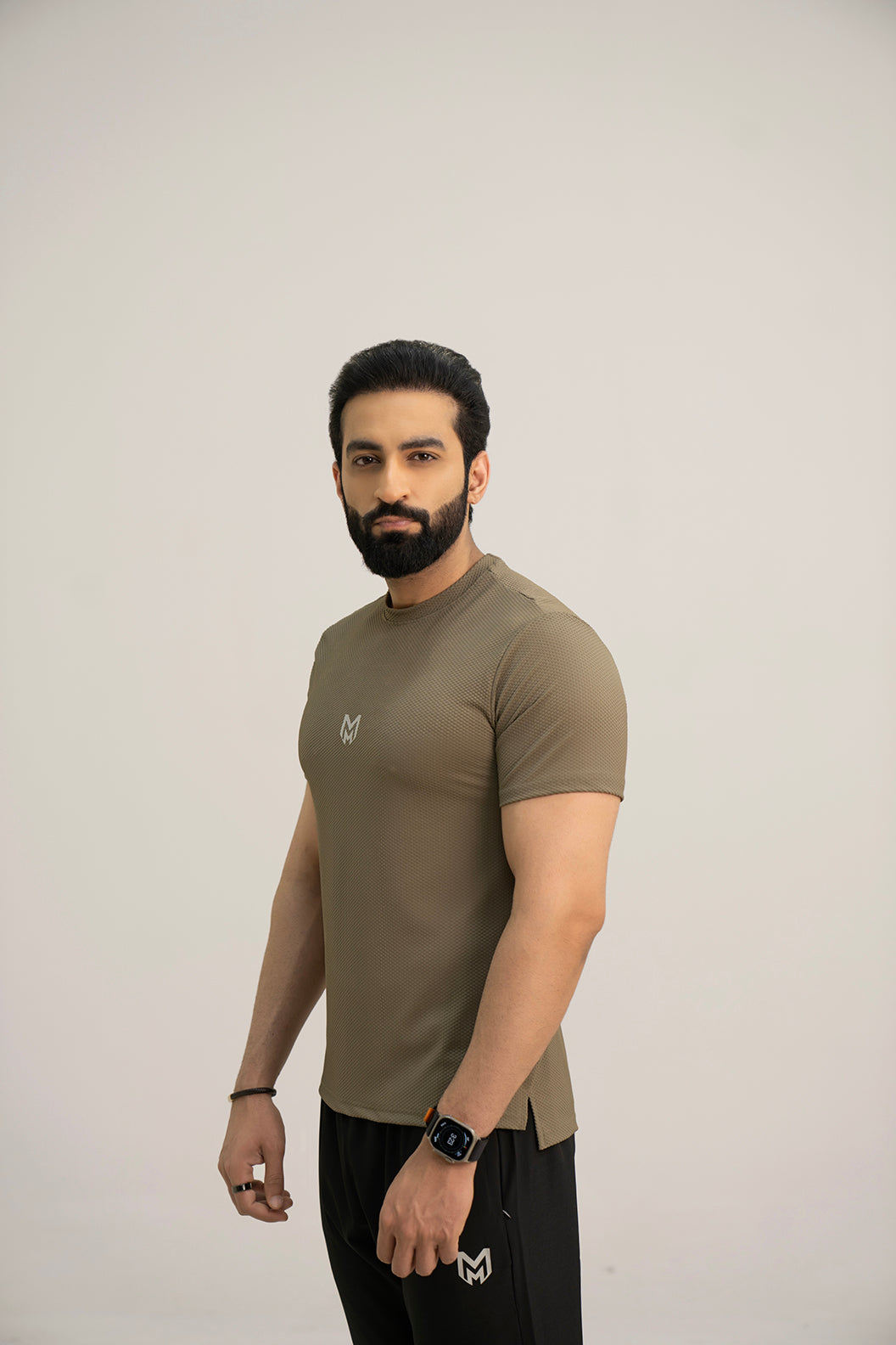 Khaki - Super Mesh Stretchable Tee Shirts