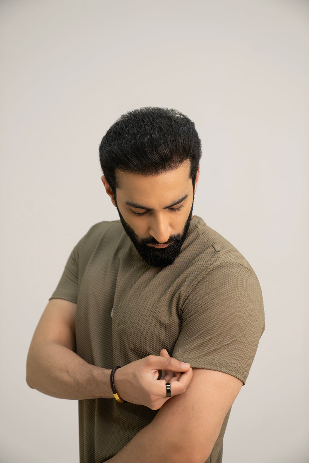Khaki - Super Mesh Stretchable Tee Shirts