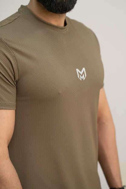 Khaki - Super Mesh Stretchable Tee Shirts