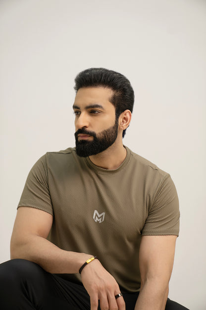 Khaki - Super Mesh Stretchable Tee Shirts