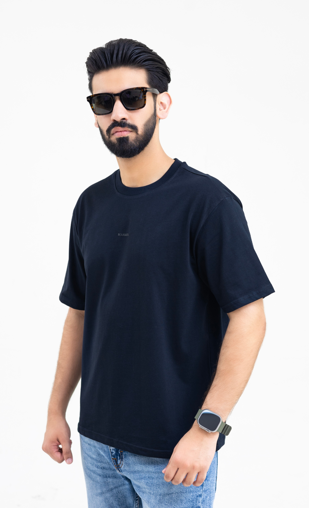 Ebony Black (Drop Shoulder) - Premium Soft T-Shirt