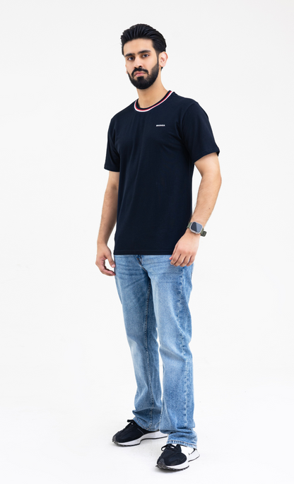 Ebony Black (Red/White Crew) - Premium Soft T-Shirt