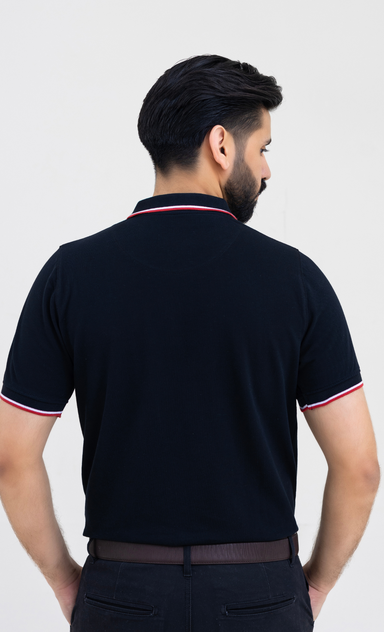 Ebony Black (Red/White Tipping) - Premium Soft Polo