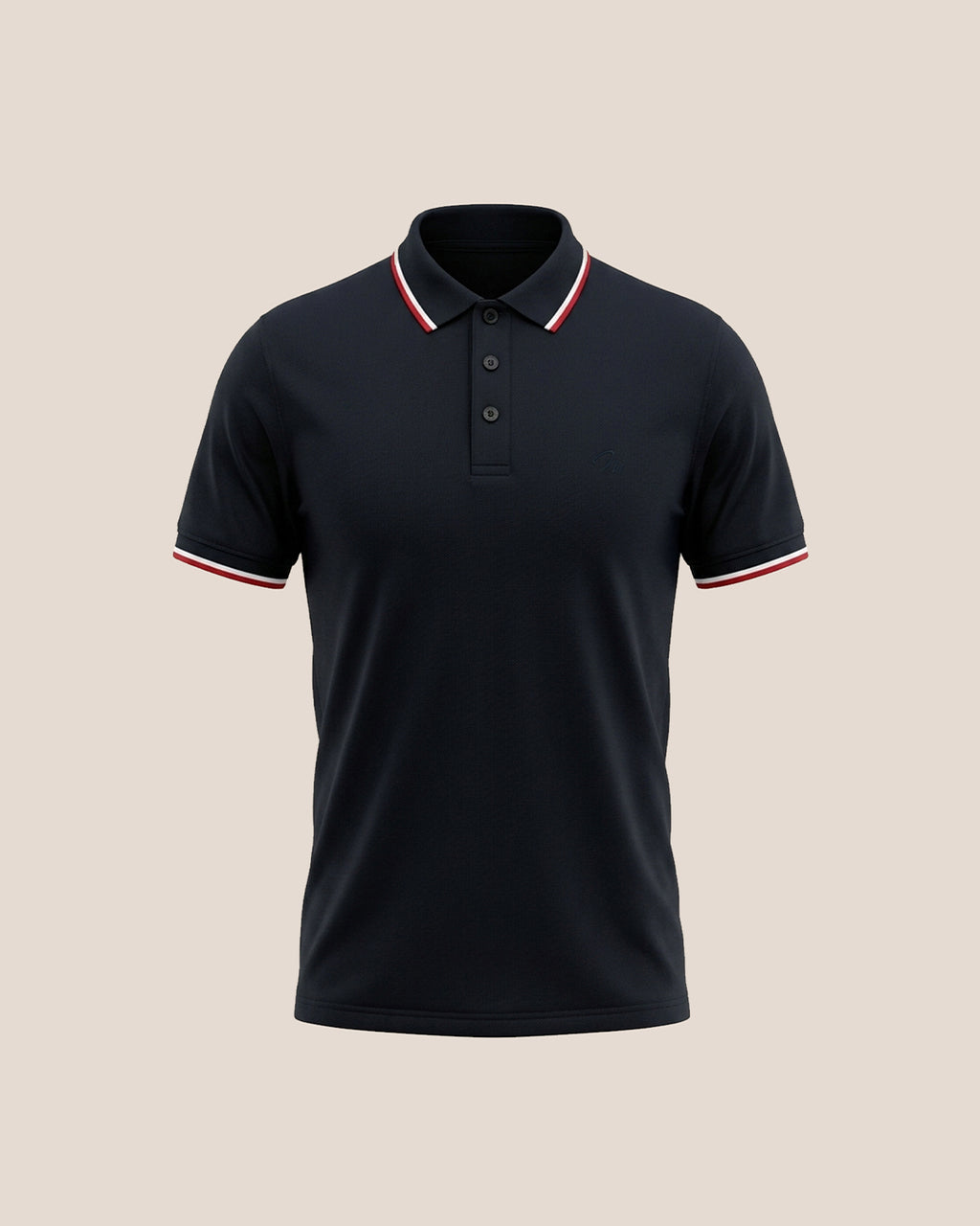 Ebony Black (Red/White Tipping) - Premium Soft Polo