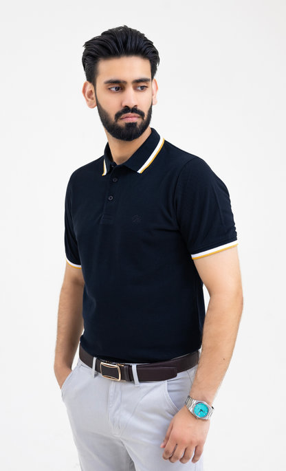 Ebony Black (Yellow/White Tipping) - Premium Soft Polo