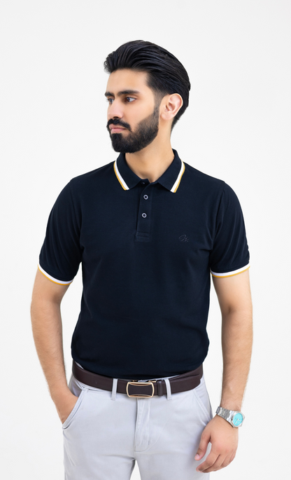 Ebony Black (Yellow/White Tipping) - Premium Soft Polo