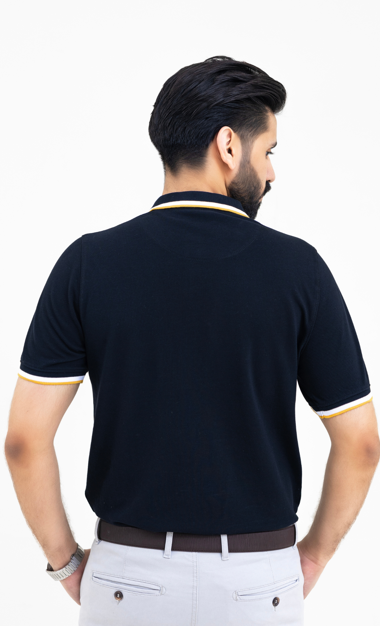 Ebony Black (Yellow/White Tipping) - Premium Soft Polo