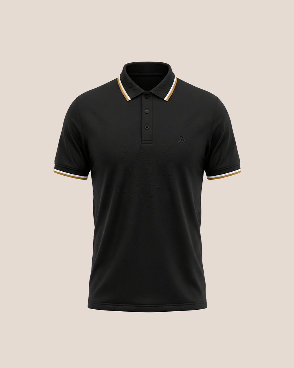 Ebony Black (Yellow/White Tipping) - Premium Soft Polo