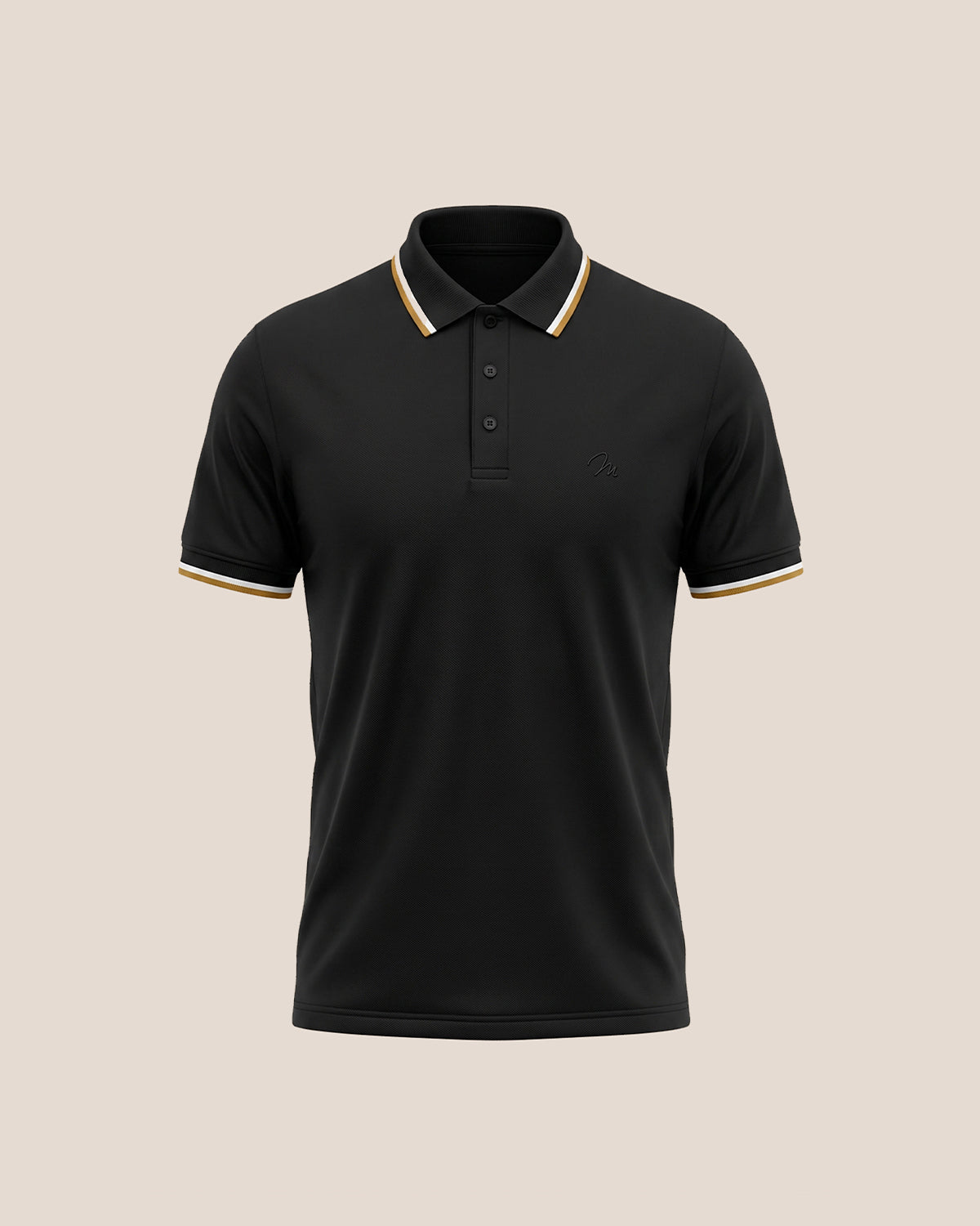 Ebony Black (Yellow/White Tipping) - Premium Soft Polo