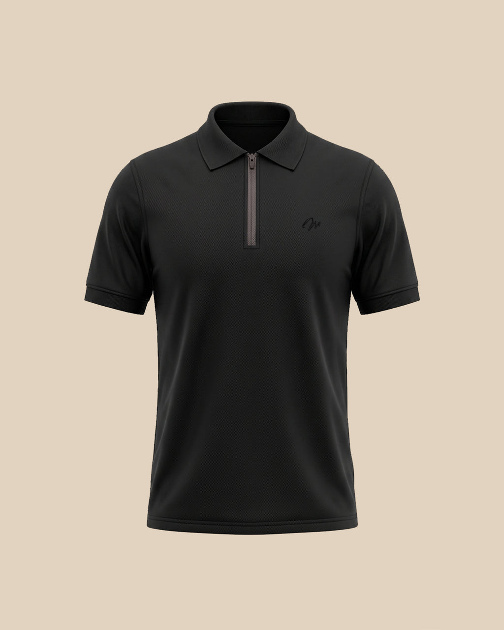 Jet Black Zipper - High Performance Polo