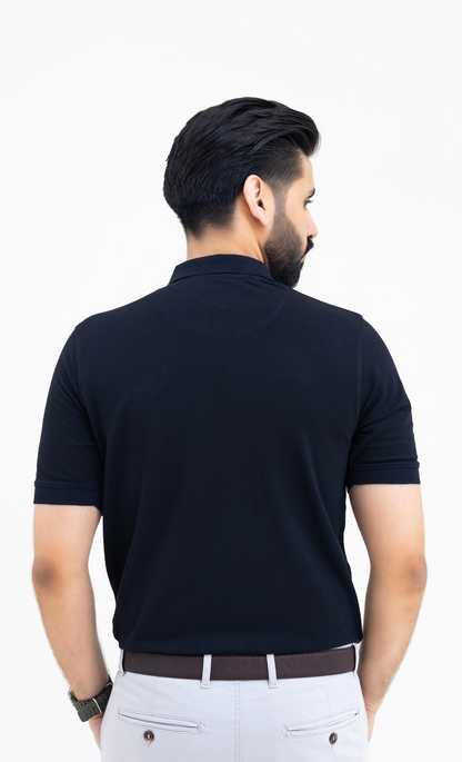 Jet Black Zipper - High Performance Polo