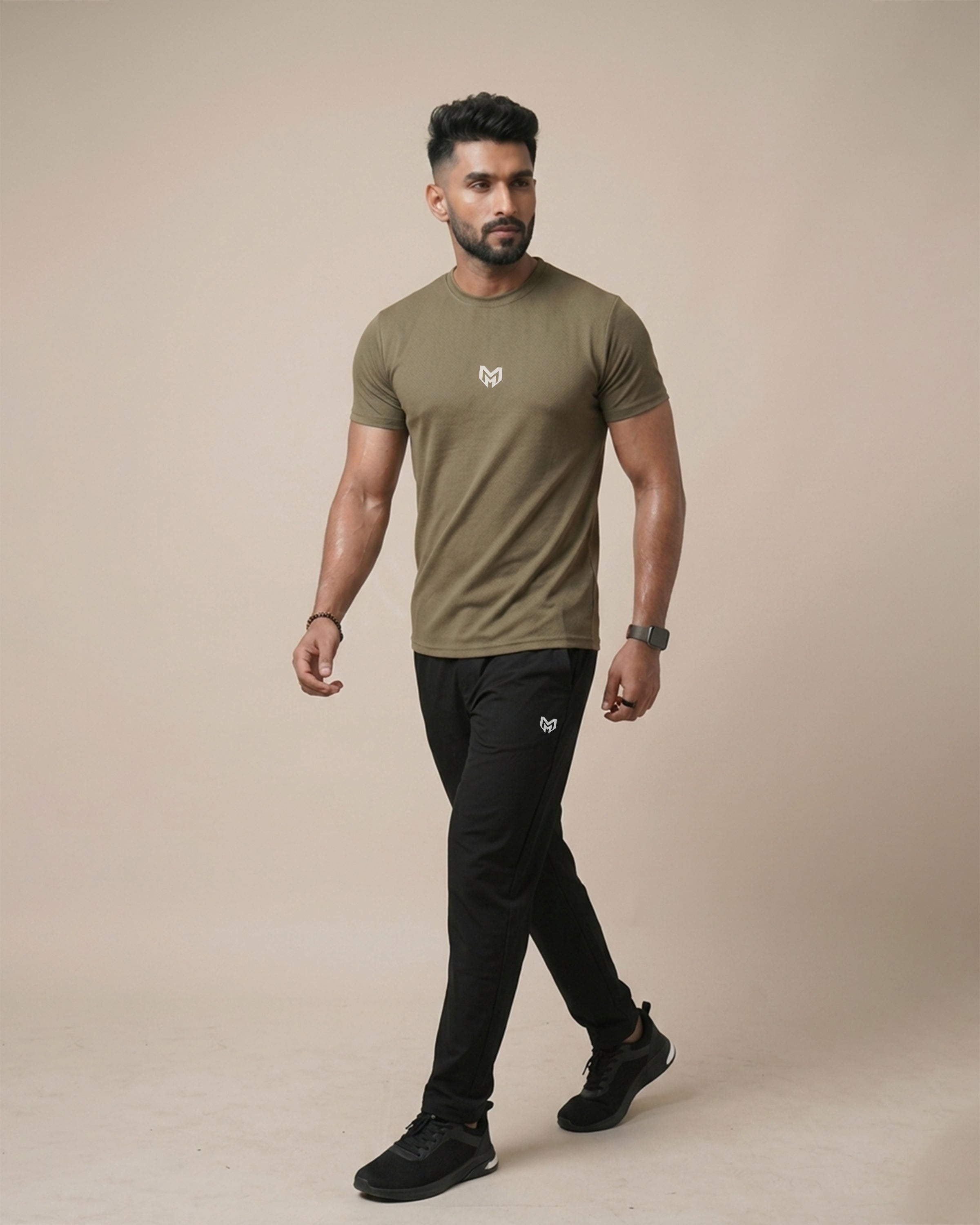 Khaki - Super Mesh Stretchable Tee Shirts