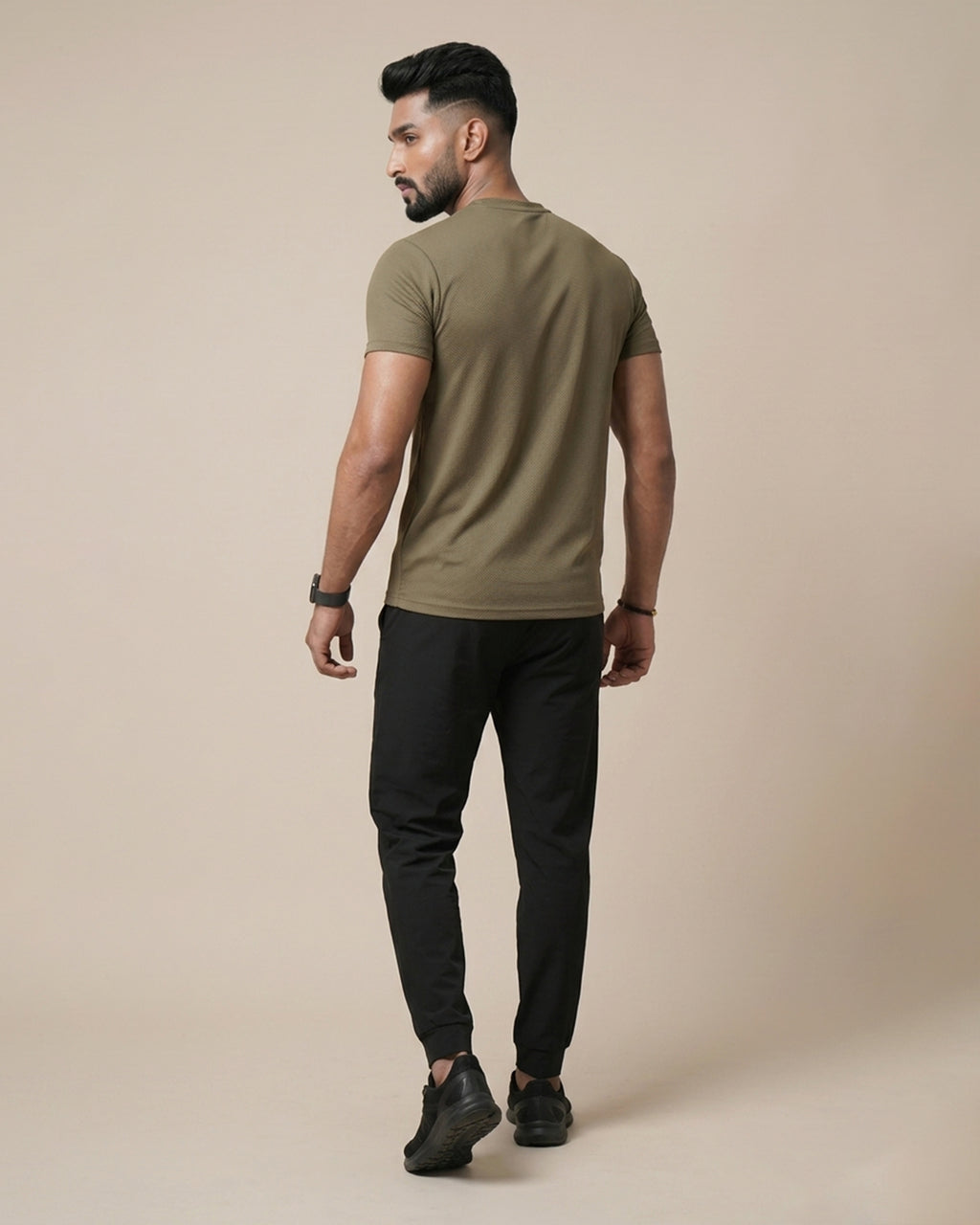 Khaki - Super Mesh Stretchable Tee Shirts