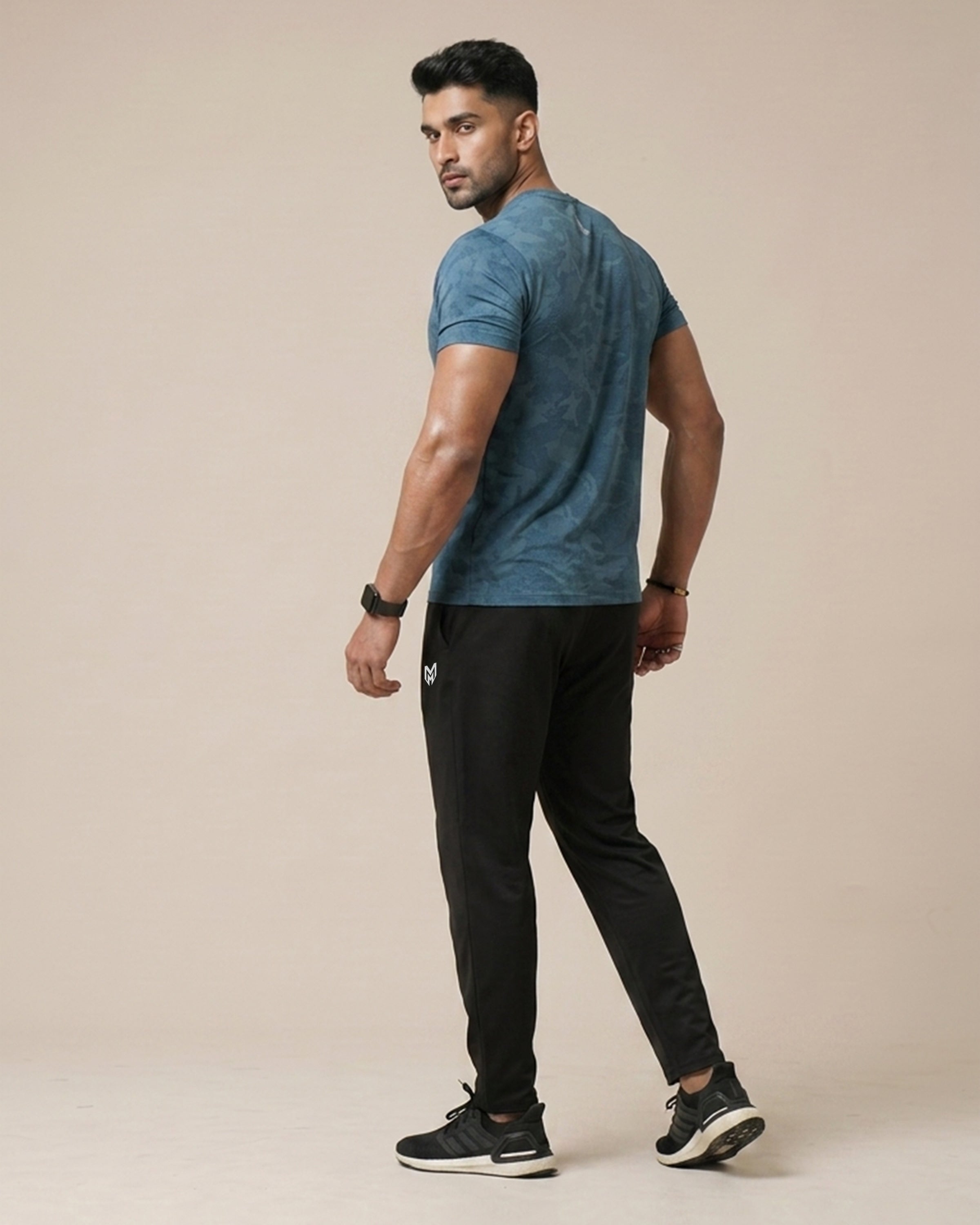 Navy Blue - Nod Mesh Printed Tee Shirts