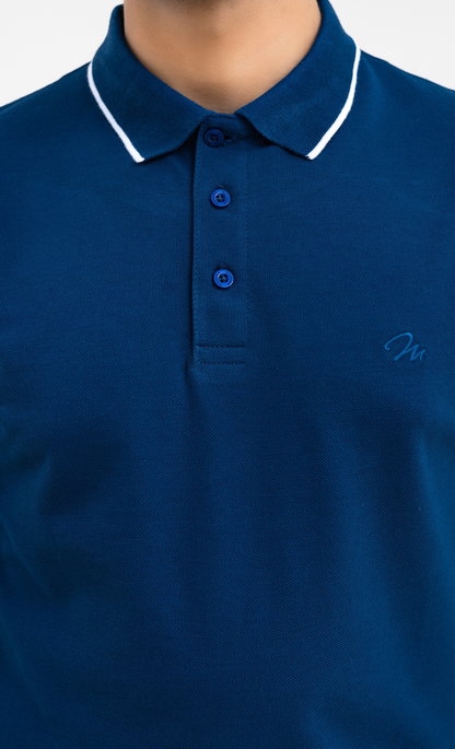 Navy (White Tipping) - Premium Soft Polo