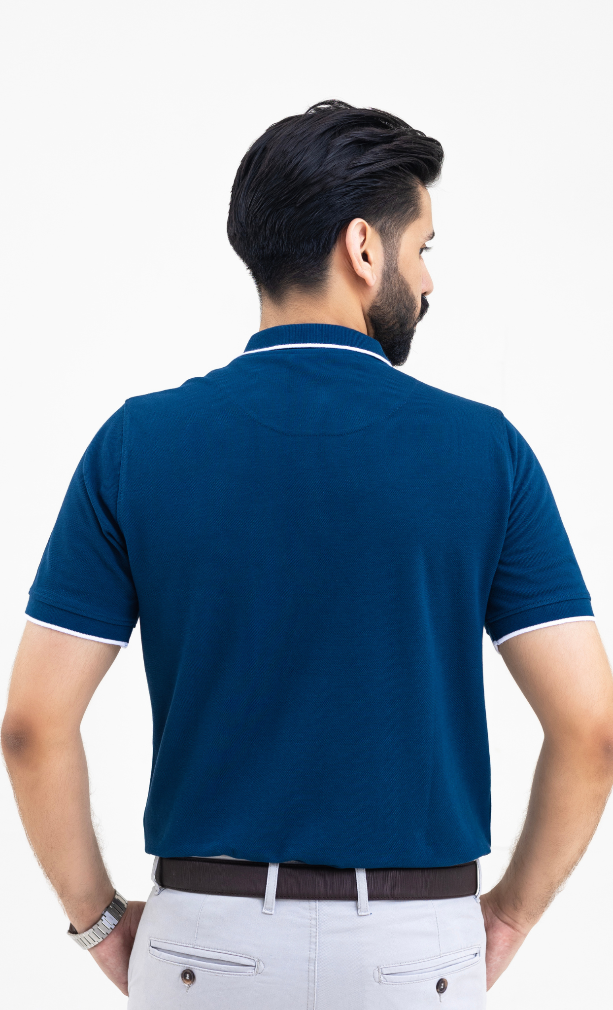 Navy (White Tipping) - Premium Soft Polo