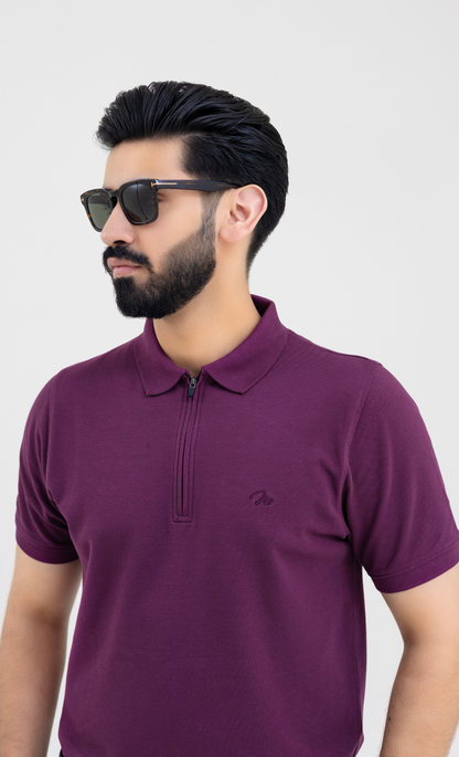 Plum Zipper - Premium Soft Polo