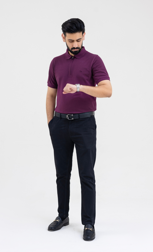 Plum Zipper - Premium Soft Polo