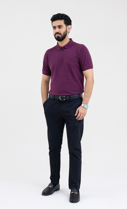Plum Zipper - Premium Soft Polo