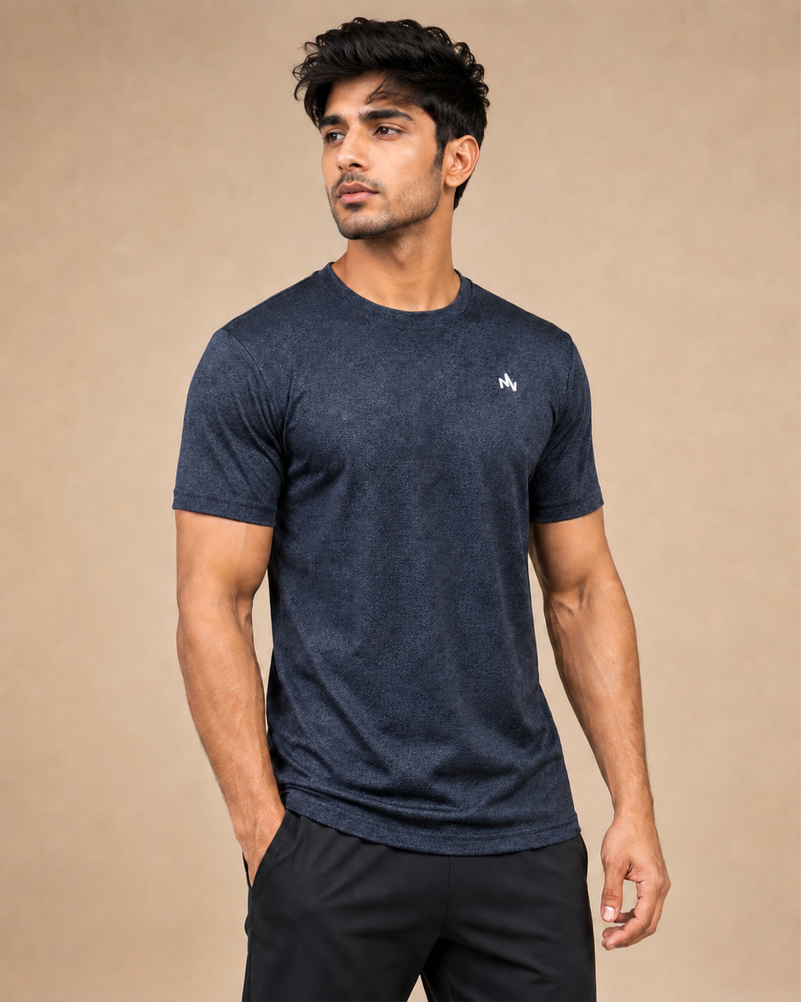 Dark Blue Heather - Stretchable Tee Shirt